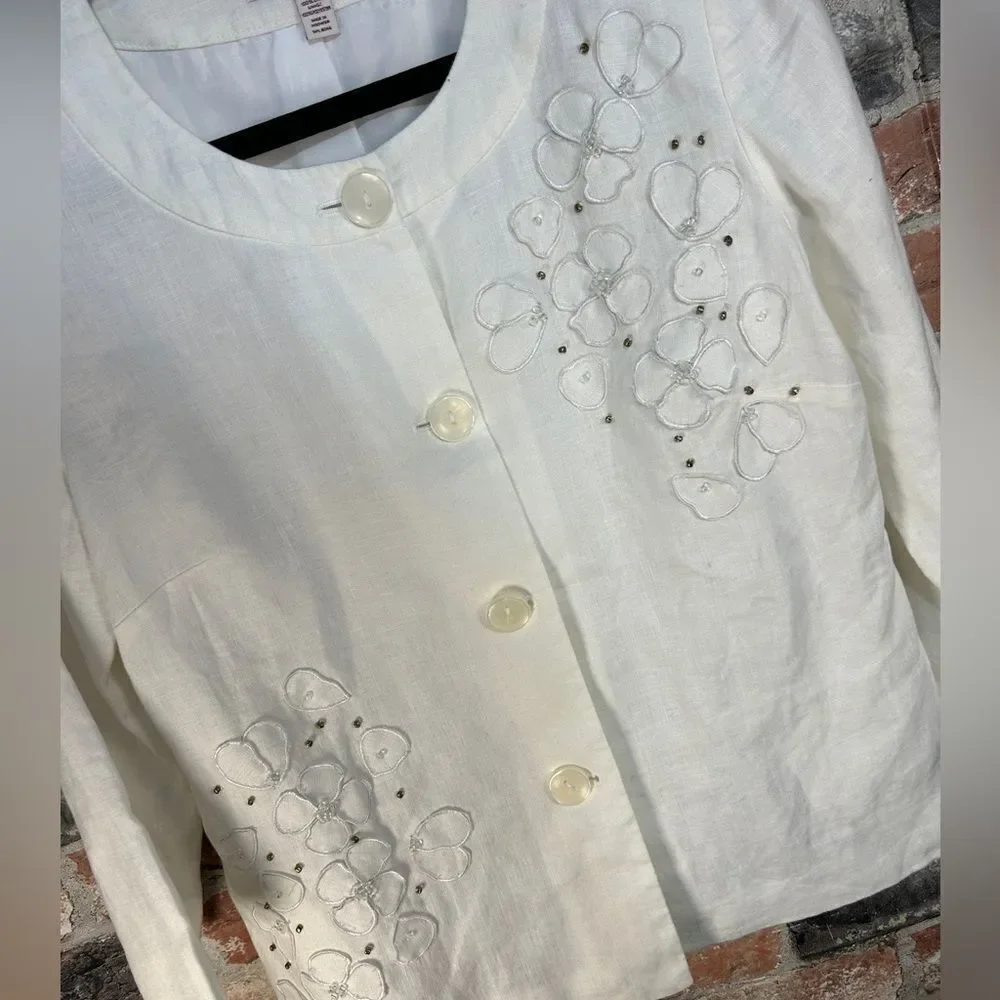 5‎ for $25🔥JM Collection White Linen Button Front Shacket Shirt Jacket Size 8